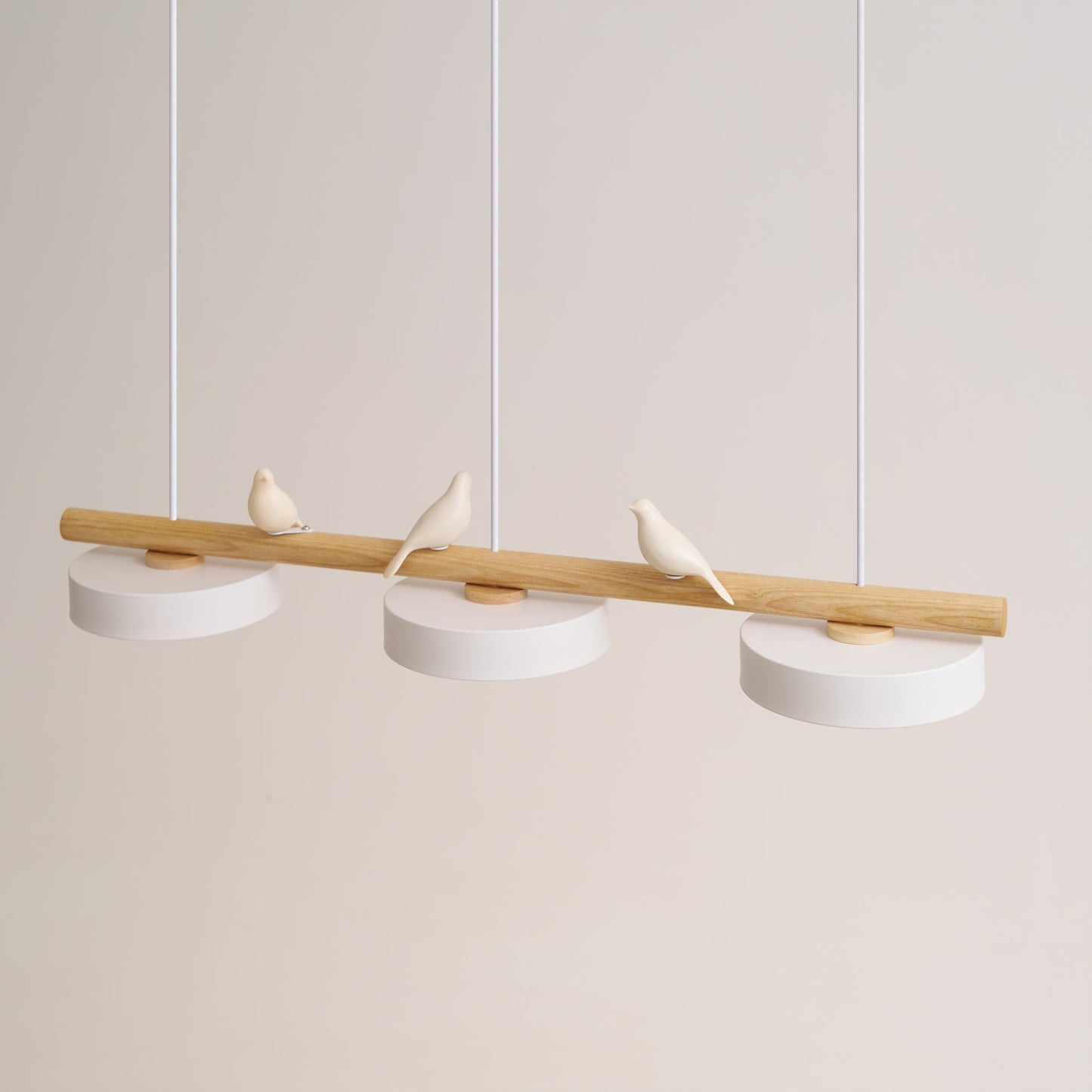 Parallel Beam Pendant Lamp with Bird Figures