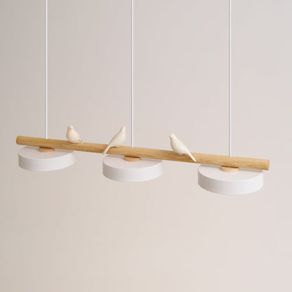 Parallel Beam Pendant Lamp with Bird Figures