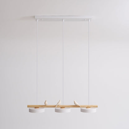 Parallel Beam Pendant Lamp with Bird Figures