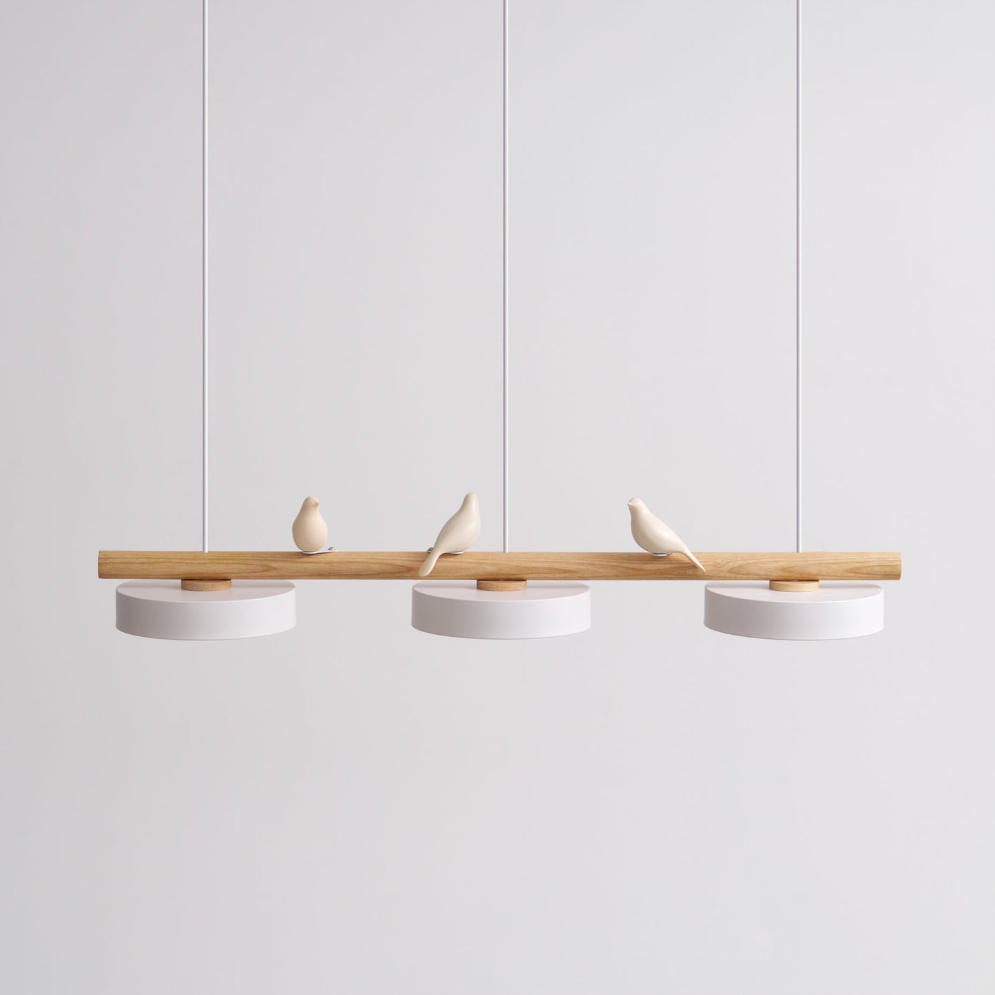 Parallel Beam Pendant Lamp with Bird Figures