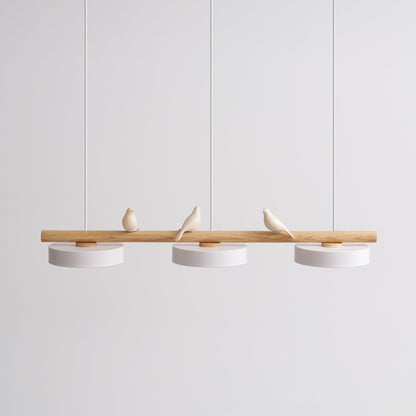 Parallel Beam Pendant Lamp with Bird Figures
