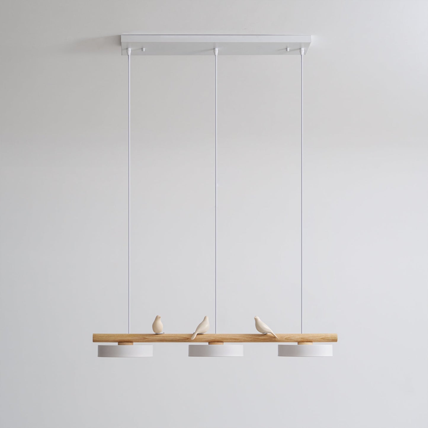 Parallel Beam Pendant Lamp with Bird Figures