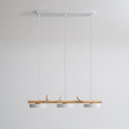 Parallel Beam Pendant Lamp with Bird Figures