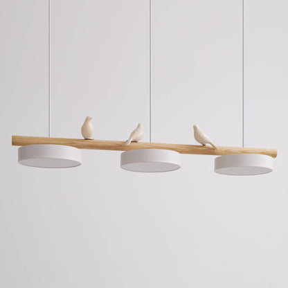 Parallel Beam Pendant Lamp with Bird Figures