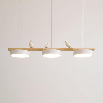 Parallel Beam Pendant Lamp with Bird Figures