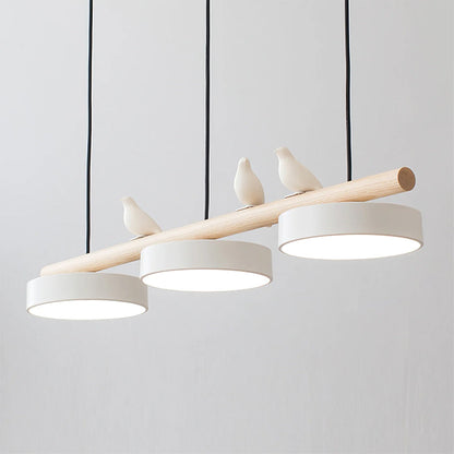 Parallel Beam Pendant Lamp with Bird Figures