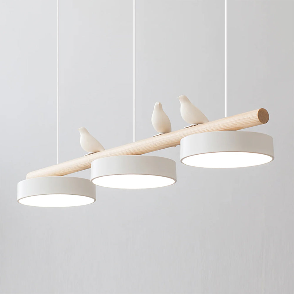 Parallel Beam Pendant Lamp with Bird Figures