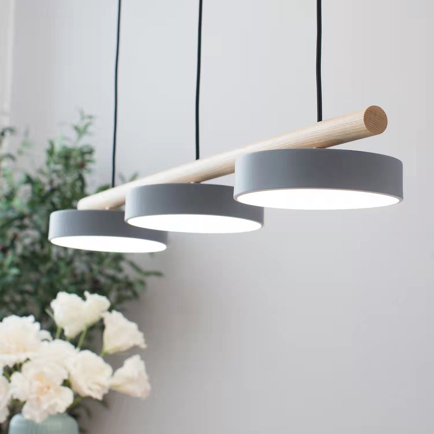 Parallel Beam Pendant Lamp with Bird Figures