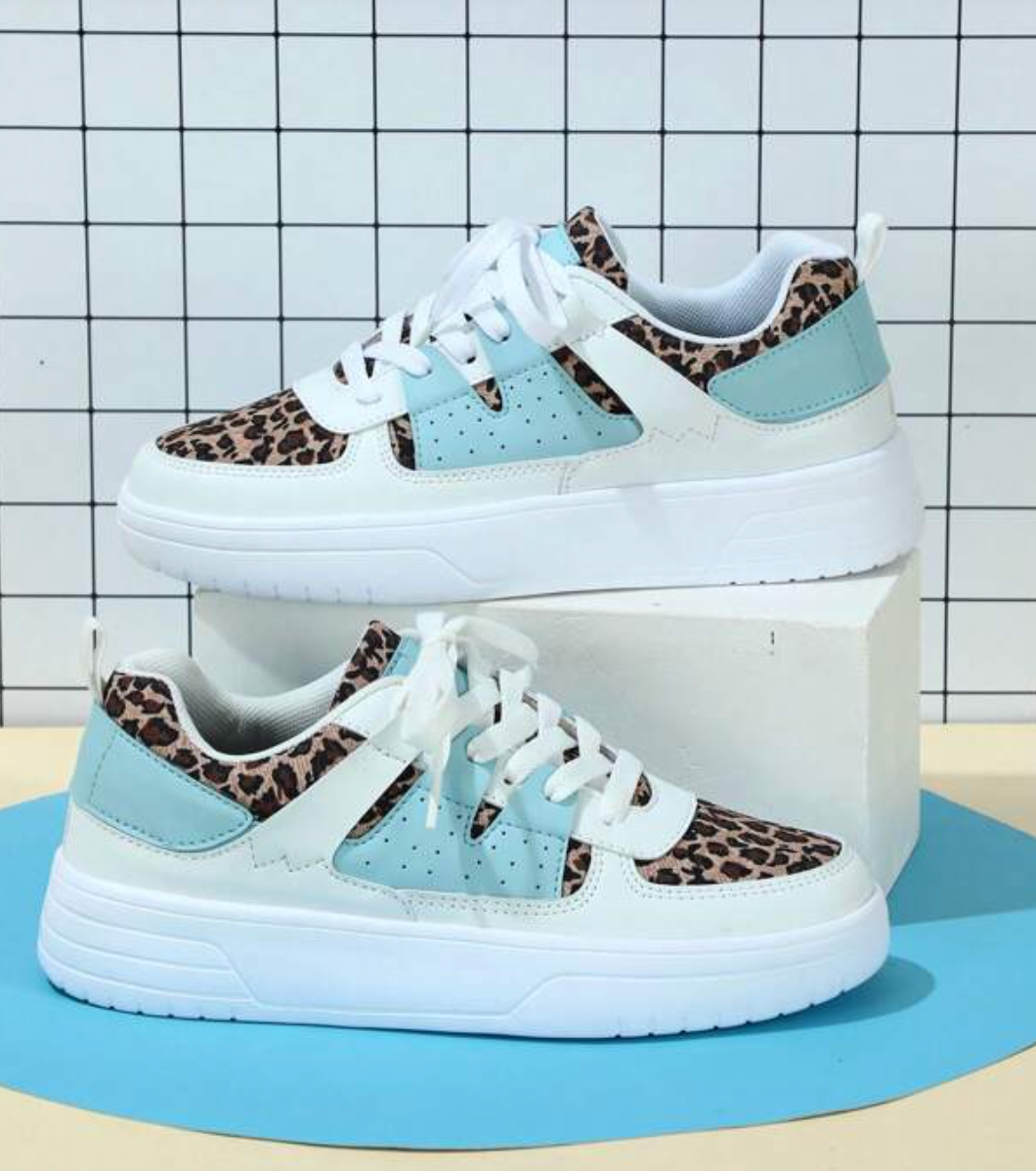 Lace Up Thick Sole Perforated Panel Sneakers