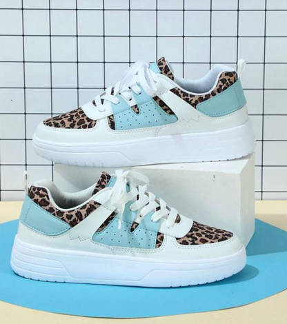 Lace Up Thick Sole Perforated Panel Sneakers