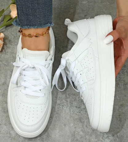 Lace Up Thick Sole Perforated Panel Sneakers