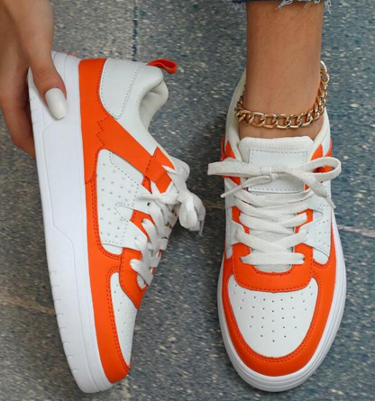 Lace Up Thick Sole Perforated Panel Sneakers