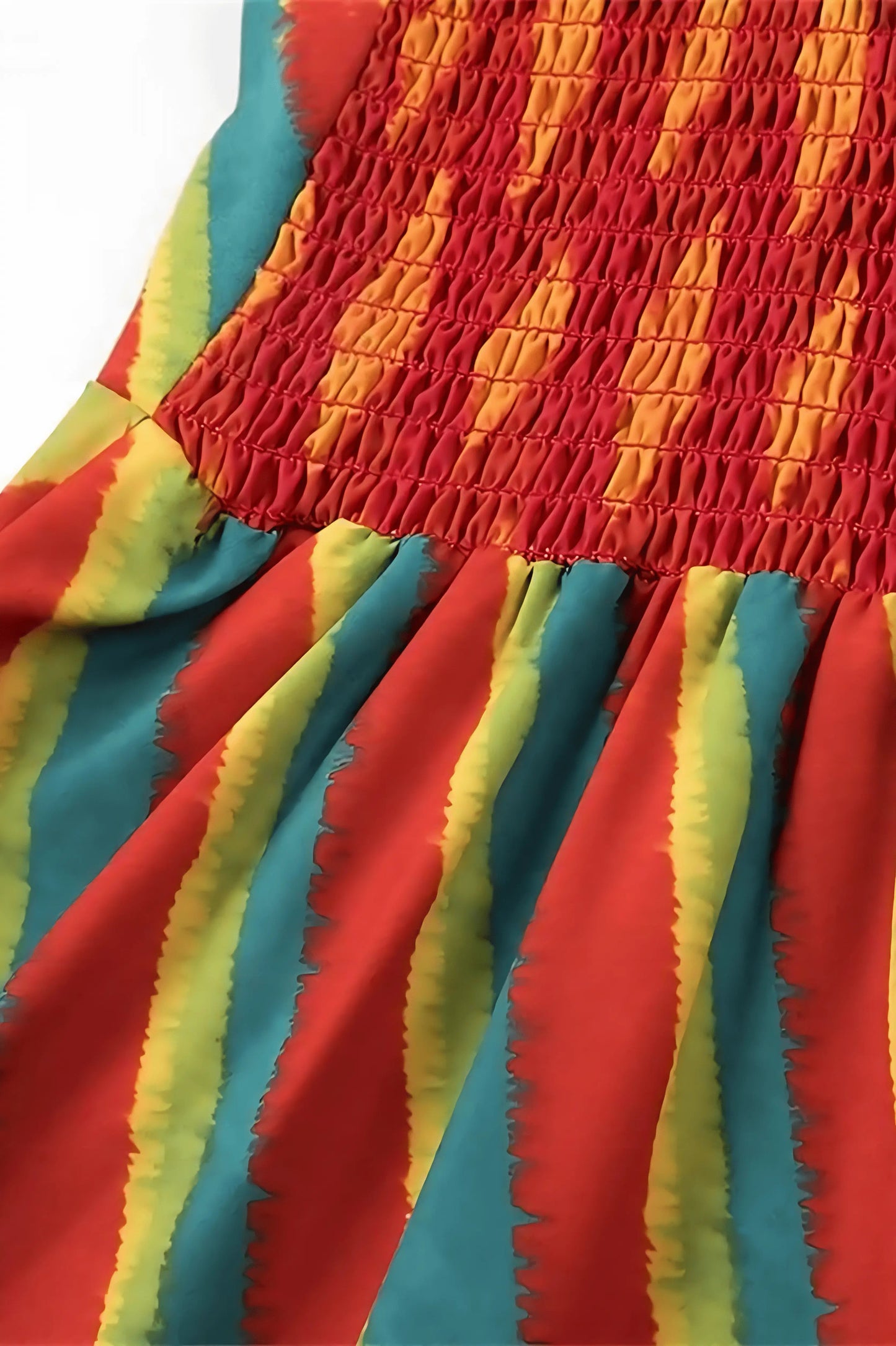 Spaghetti Strap Patterned Pleated Maxi Dress