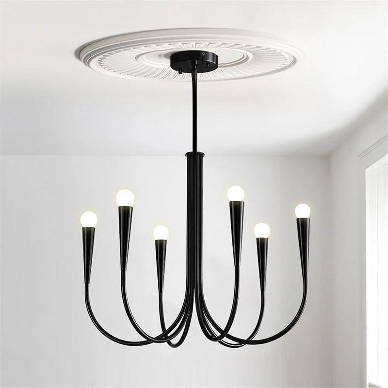 Brass Candle Style Chandelier with Curved Arms