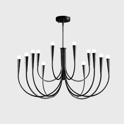 Brass Candle Style Chandelier with Curved Arms