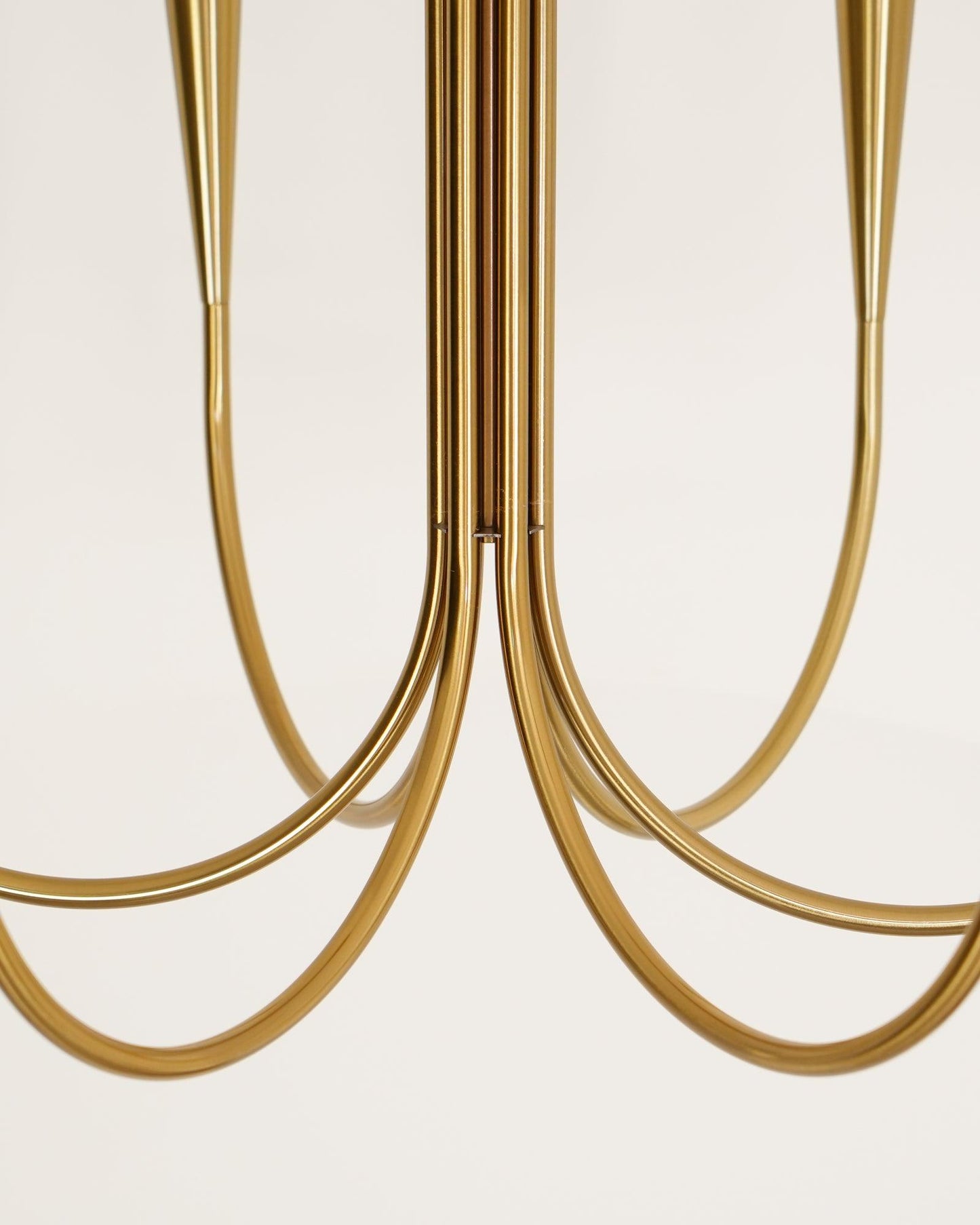 Brass Candle Style Chandelier with Curved Arms