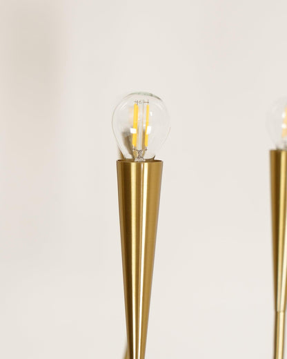 Brass Candle Style Chandelier with Curved Arms