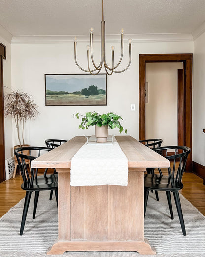 Brass Candle Style Chandelier with Curved Arms