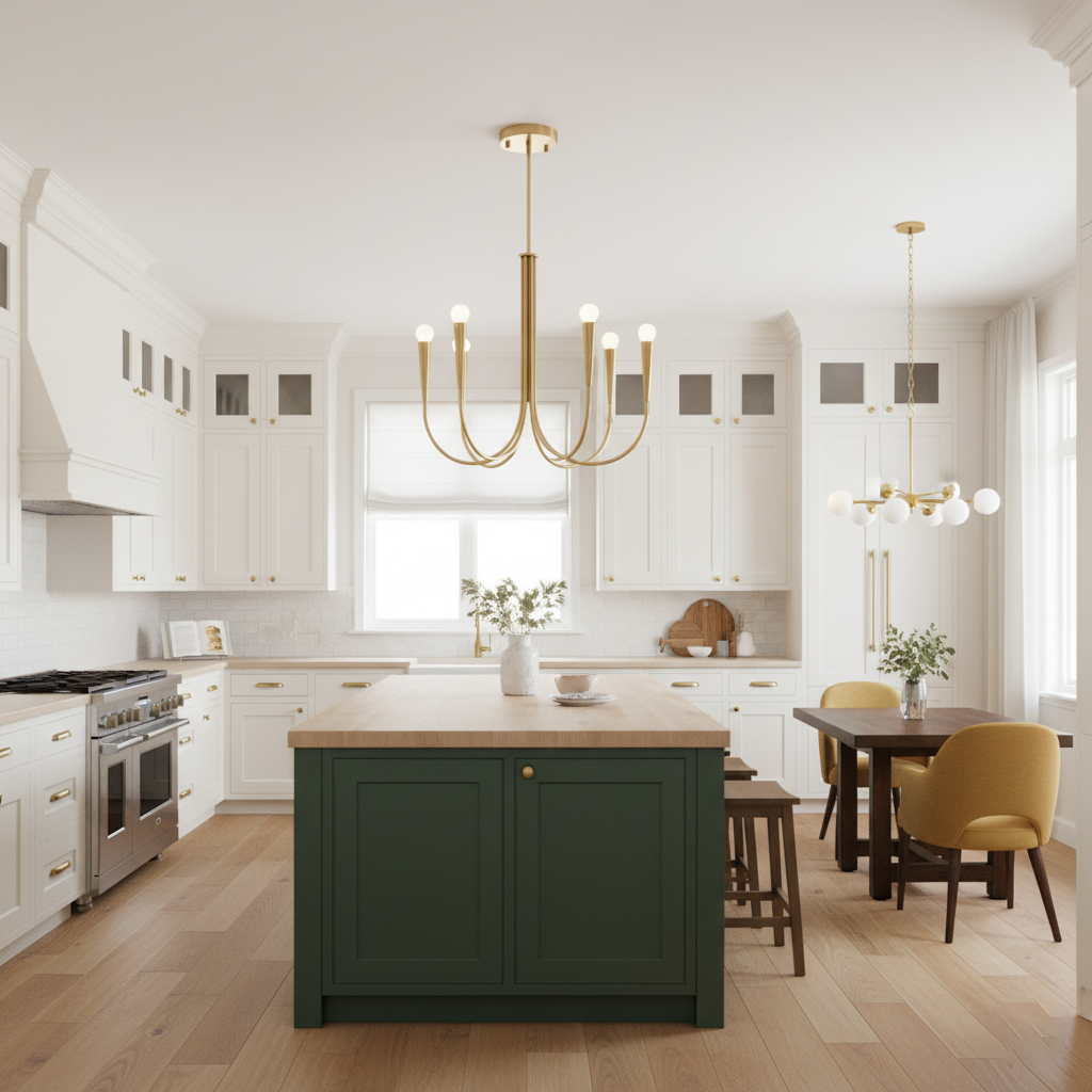 Brass Candle Style Chandelier with Curved Arms