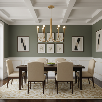 Brass Candle Style Chandelier with Curved Arms