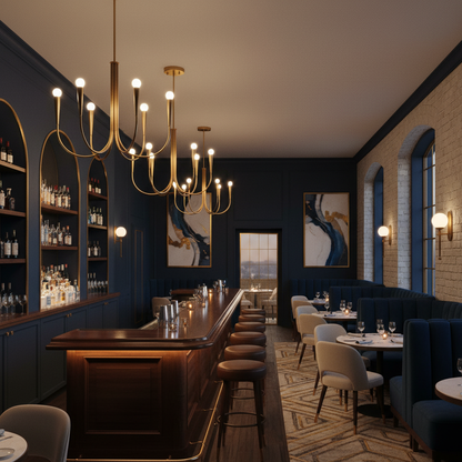 Brass Candle Style Chandelier with Curved Arms