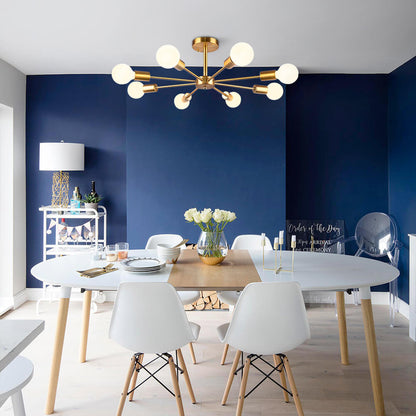 Symmetrical Spoke Ceiling Light with Globe Bulbs