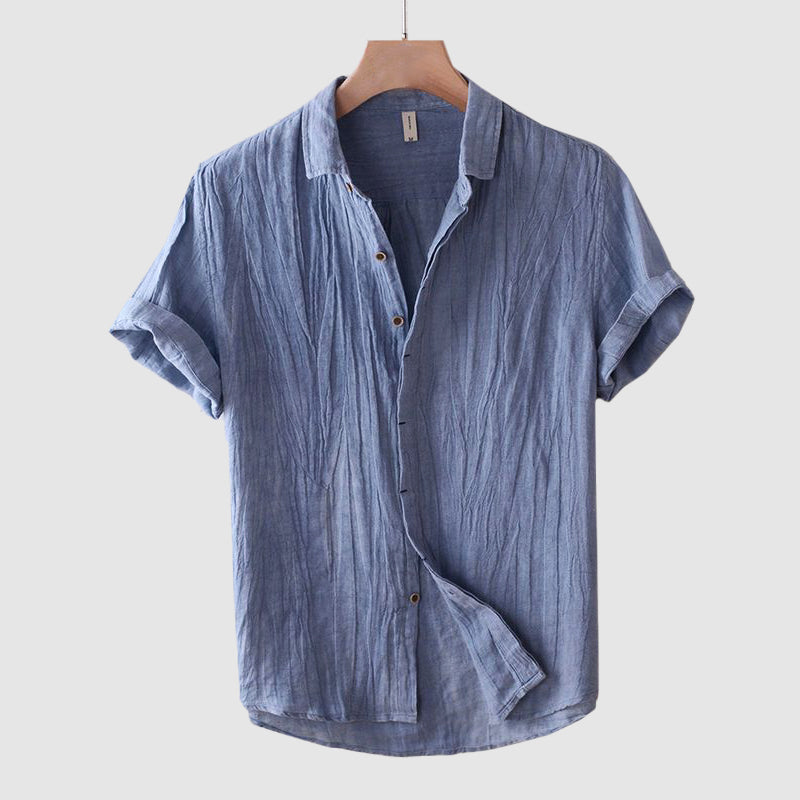 Textured Short Sleeve Collared Button Shirts