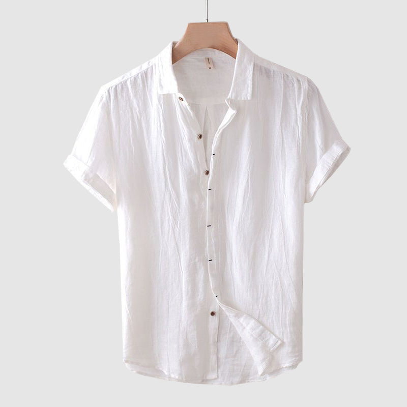 Textured Short Sleeve Collared Button Shirts