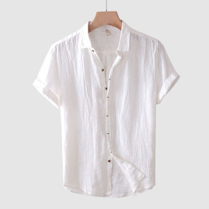 Textured Short Sleeve Collared Button Shirts