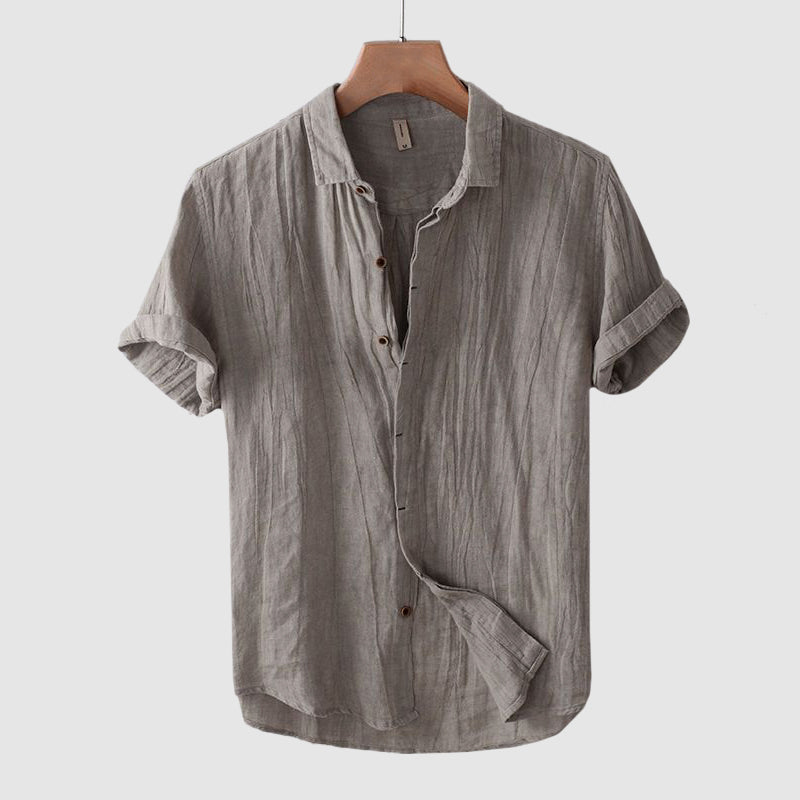 Textured Short Sleeve Collared Button Shirts