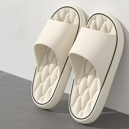Thick Textured Raised Banded Flat Open Sandals