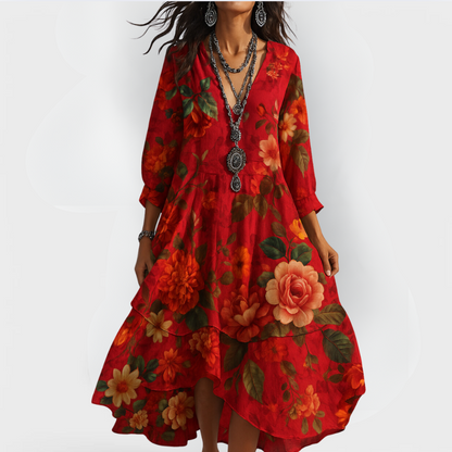 V-Neck Asymmetrical Dress