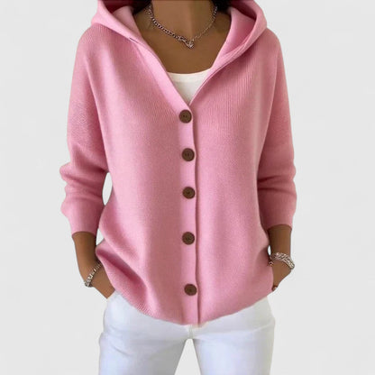 Women's Long Hooded Button Front Cardigan with Pockets
