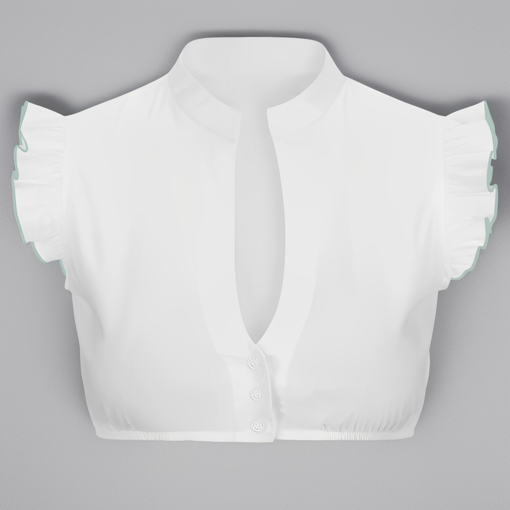 Women's Mandarin Collar Ruffle Cap Sleeve Blouse