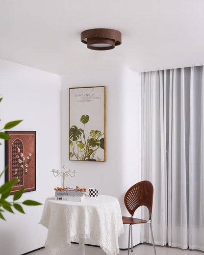 Dual Tiered Cylindrical Flush Mount Ceiling Light