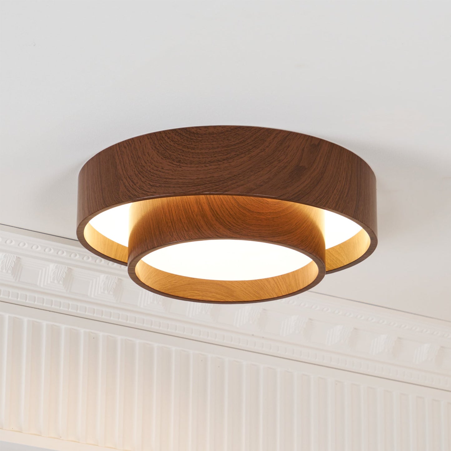 Dual Tiered Cylindrical Flush Mount Ceiling Light