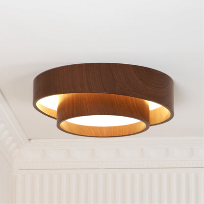 Dual Tiered Cylindrical Flush Mount Ceiling Light
