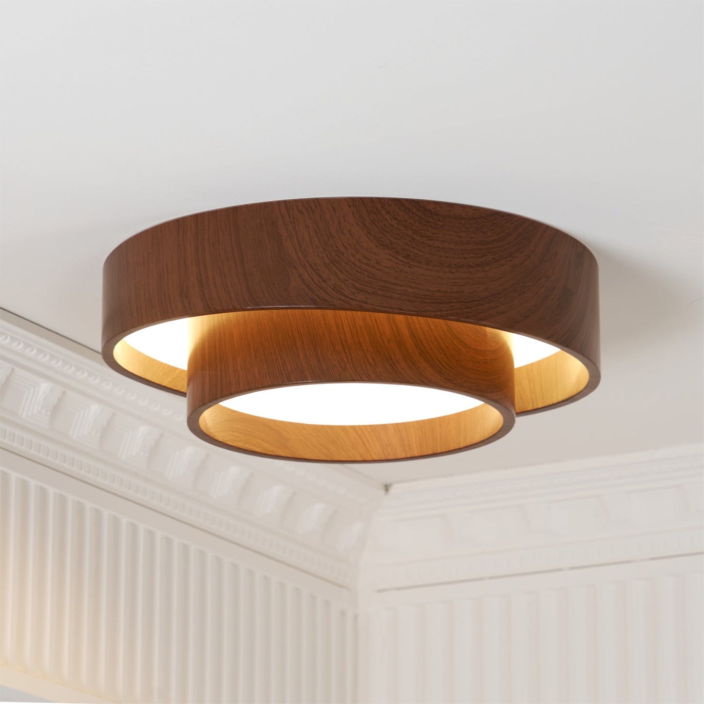 Dual Tiered Cylindrical Flush Mount Ceiling Light