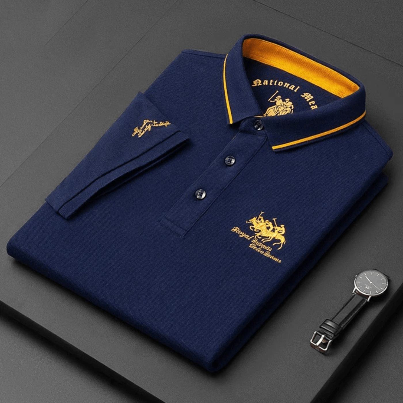 Men's Contrast Tipped Collar Short Sleeve Polo Shirt