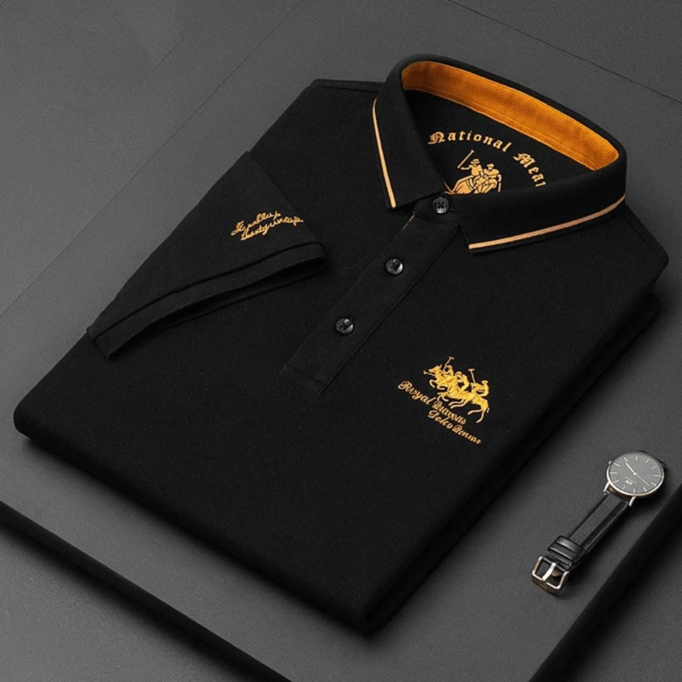 Men's Contrast Tipped Collar Short Sleeve Polo Shirt