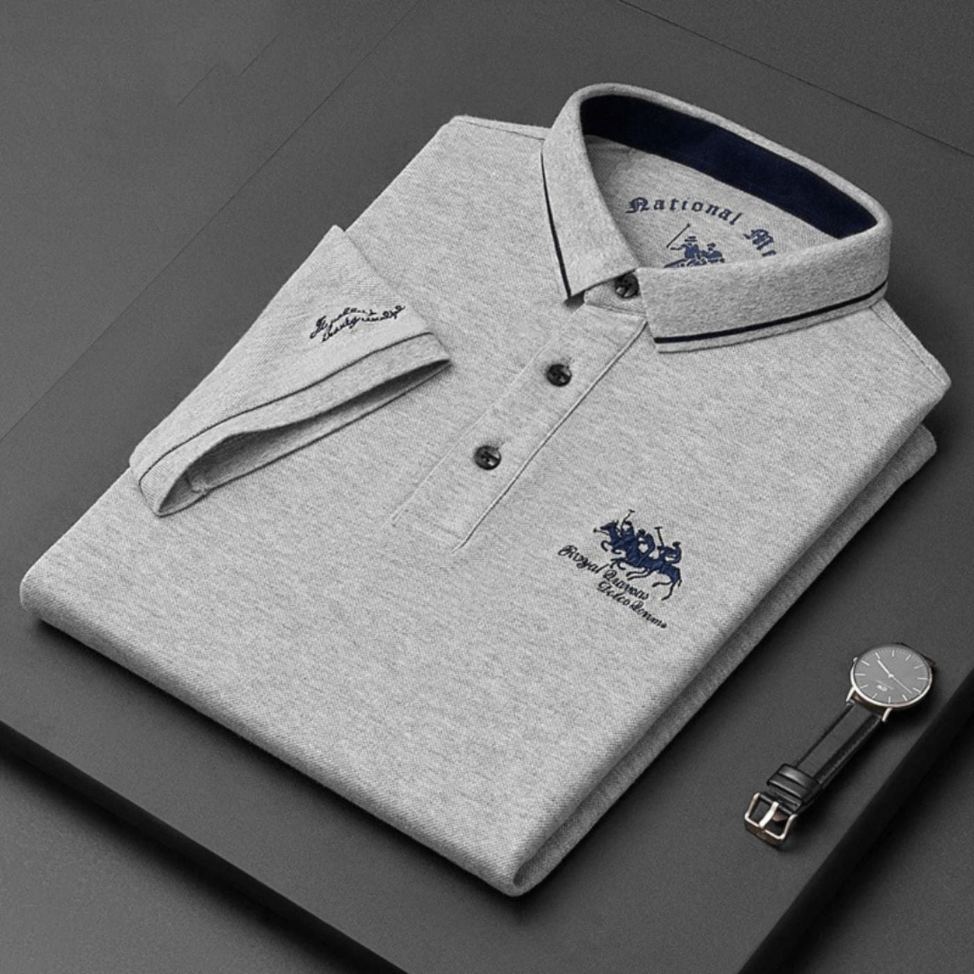 Men's Contrast Tipped Collar Short Sleeve Polo Shirt