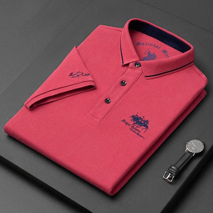 Men's Contrast Tipped Collar Short Sleeve Polo Shirt