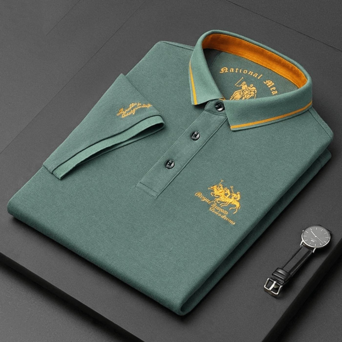 Men's Contrast Tipped Collar Short Sleeve Polo Shirt