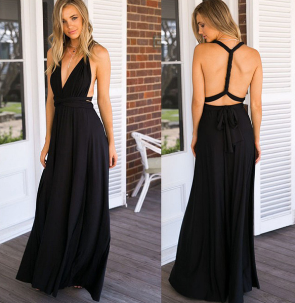 Sleeveless Multi Way Backless Convertible Maxi Dress