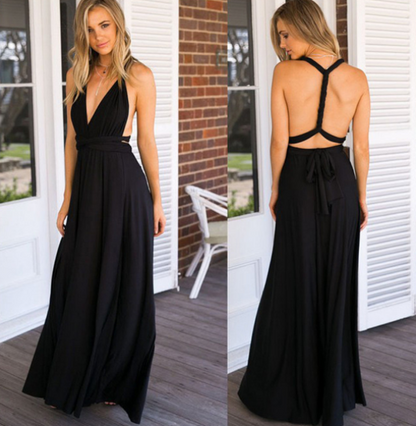 Sleeveless Multi Way Backless Convertible Maxi Dress