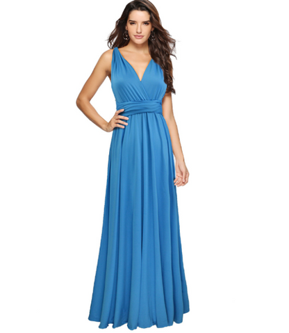 Sleeveless Multi Way Backless Convertible Maxi Dress