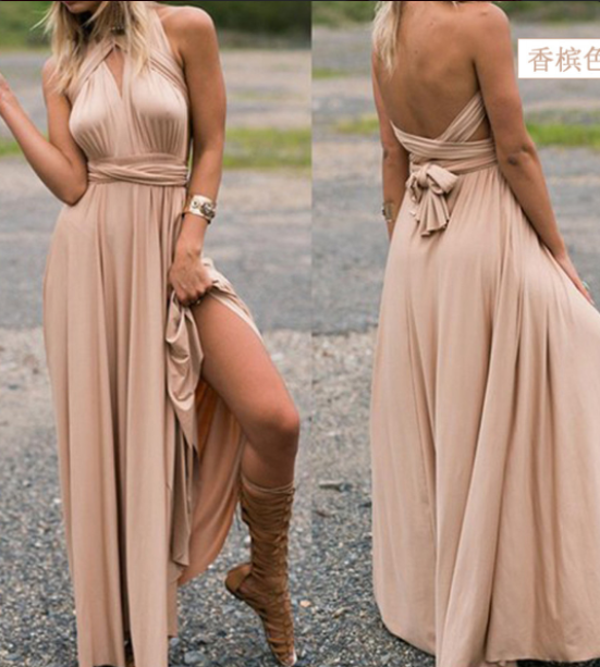 Sleeveless Multi Way Backless Convertible Maxi Dress