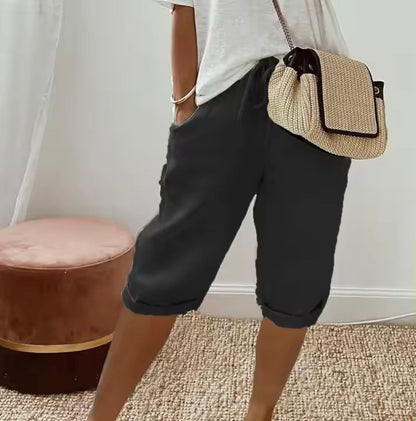 Drawstring Side Pockets Shorts