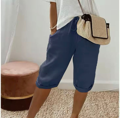 Drawstring Side Pockets Shorts