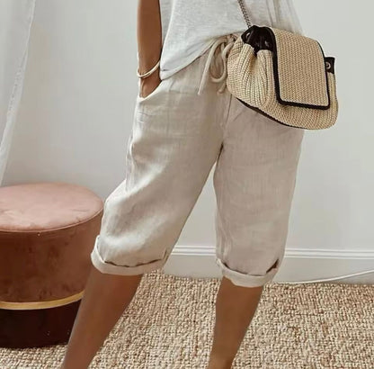 Drawstring Side Pockets Shorts